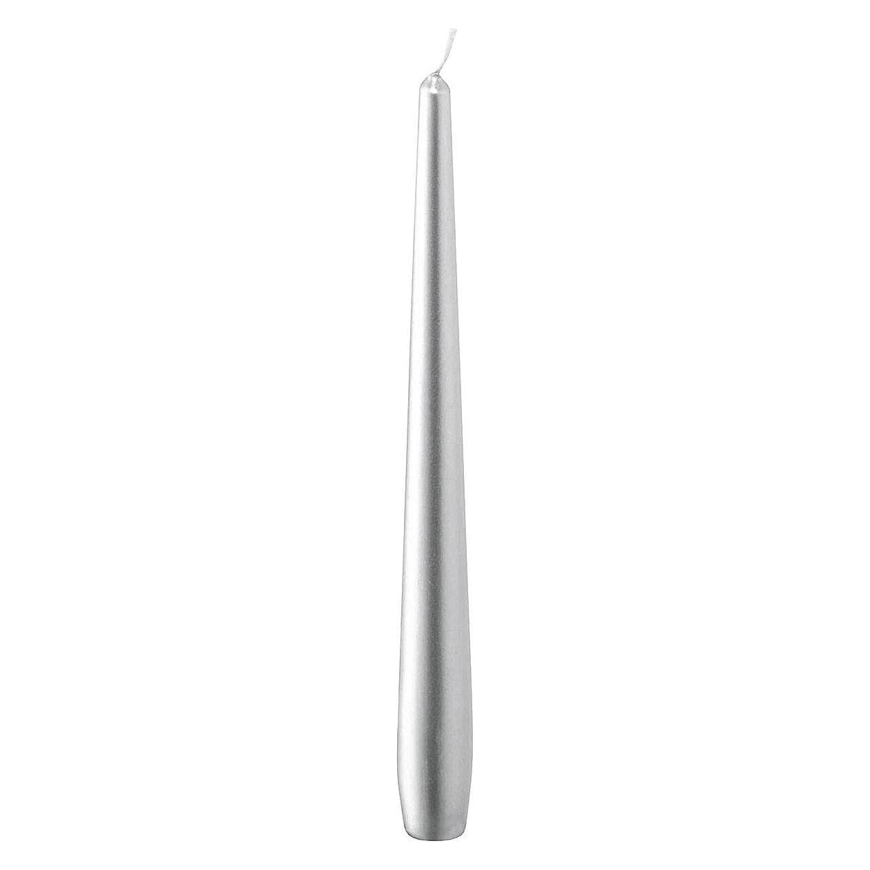 12x Bolsius, Bougie, Bougie pointue 24,5x2,4cm argentée (12 pcs)
