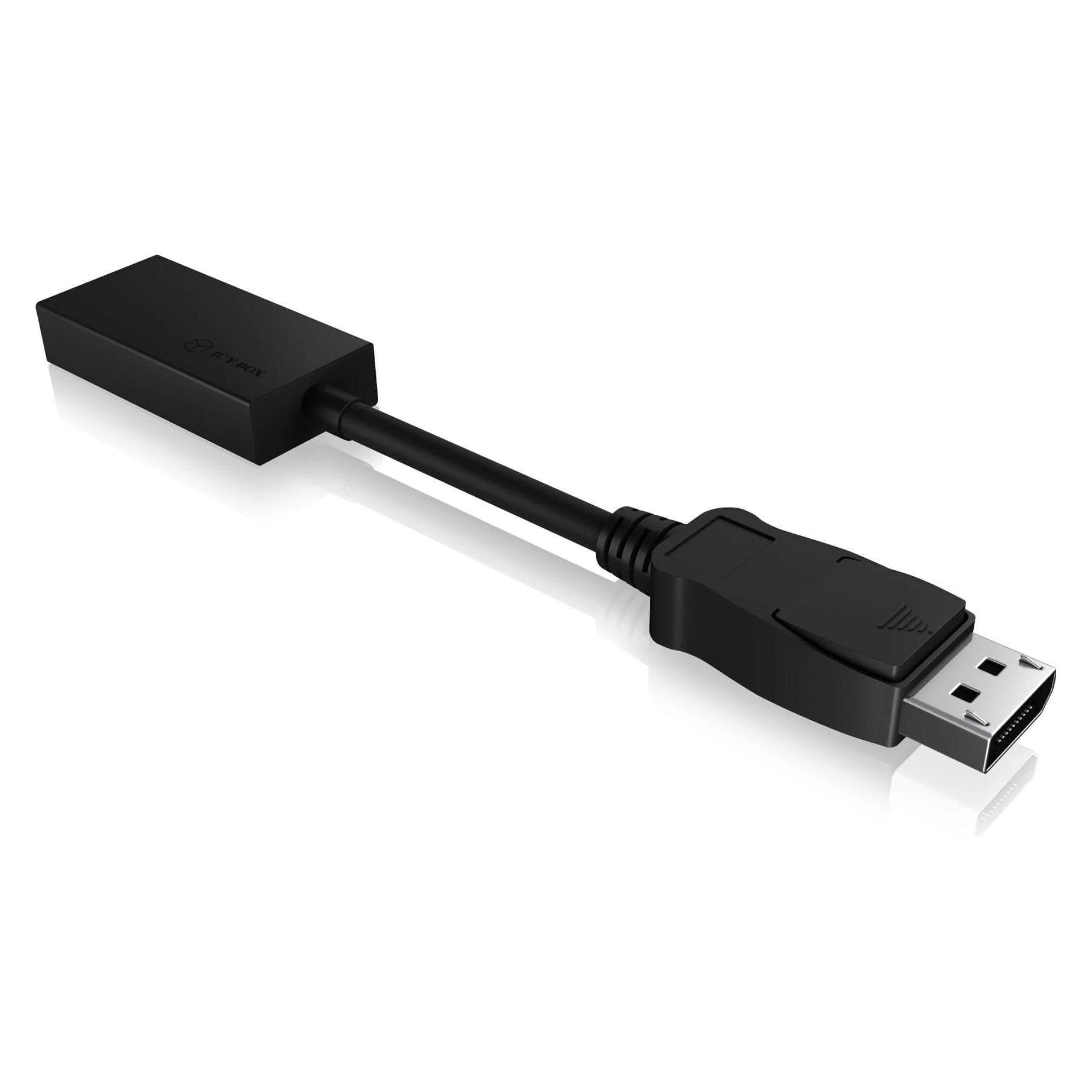 Icy Box DisplayPort 1.2 zu HDMI Adapter (HDMI, 16.50 cm), Adaptateur données + vidéo, Noir