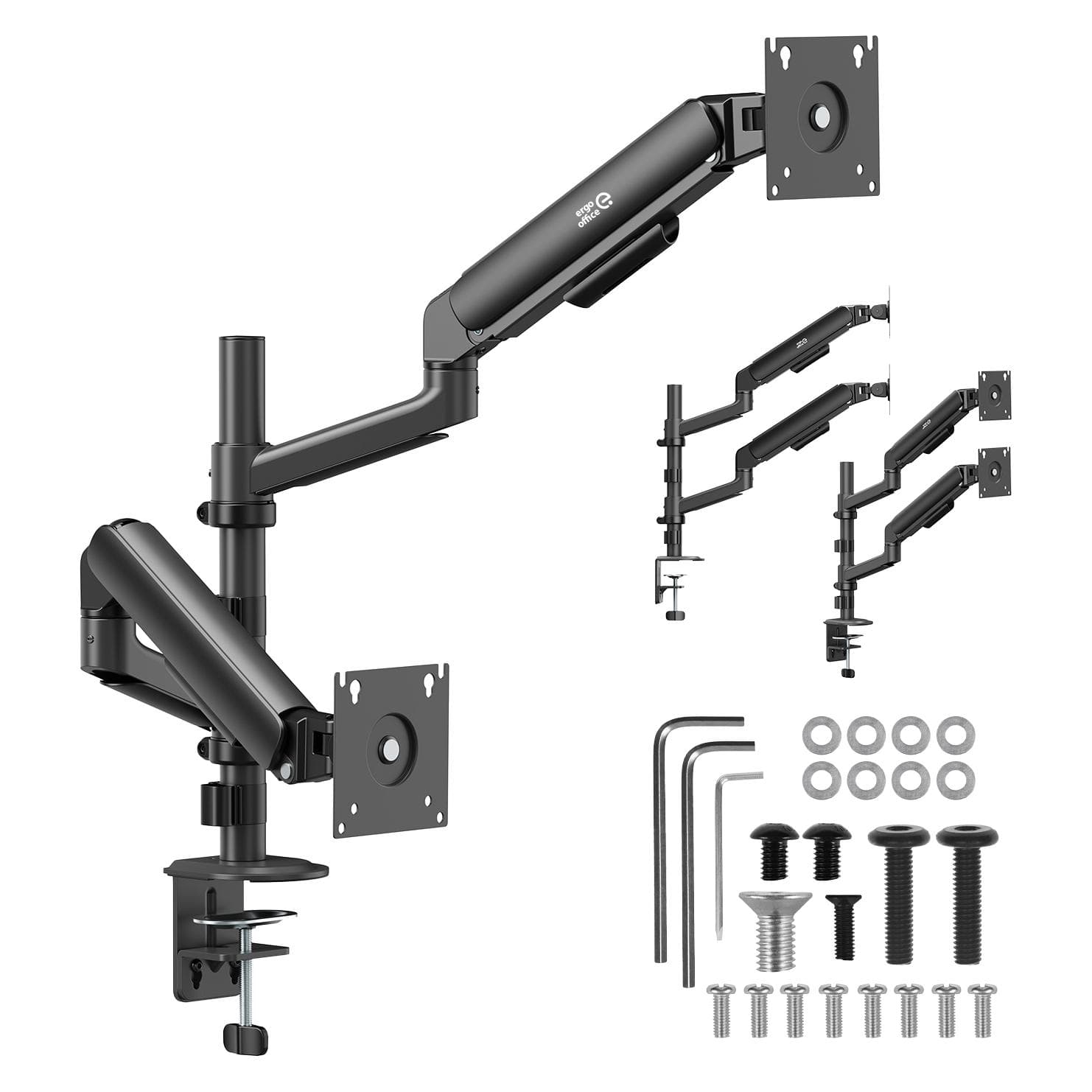 Ergo Office Support / fixation pour 2 écrans, vérin à gaz, 17" à 32", 1 à 10 kg, noir mat, ER-692 B (Tables, 32", 10 kg), Support de moniteur,