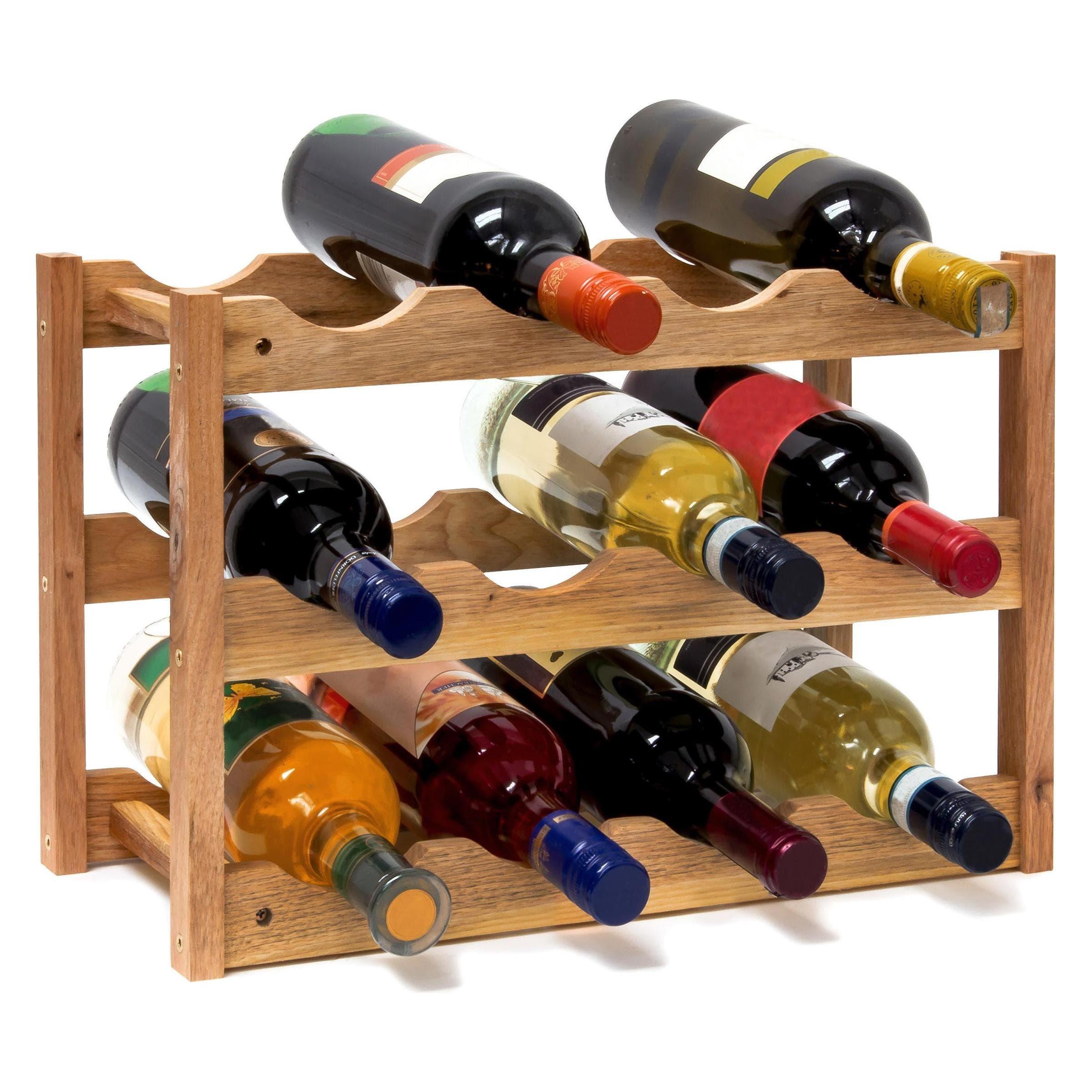 Relaxdays, Étagère à vin, Noyer (12 bouteilles, 42 x 21 x 28 cm)