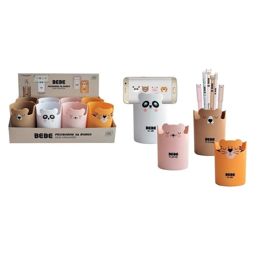 Interdruk, Bureau : accessoires, Organiseur de bureau BEBE marron, blanc, rose, orange 4 couleurs assorties