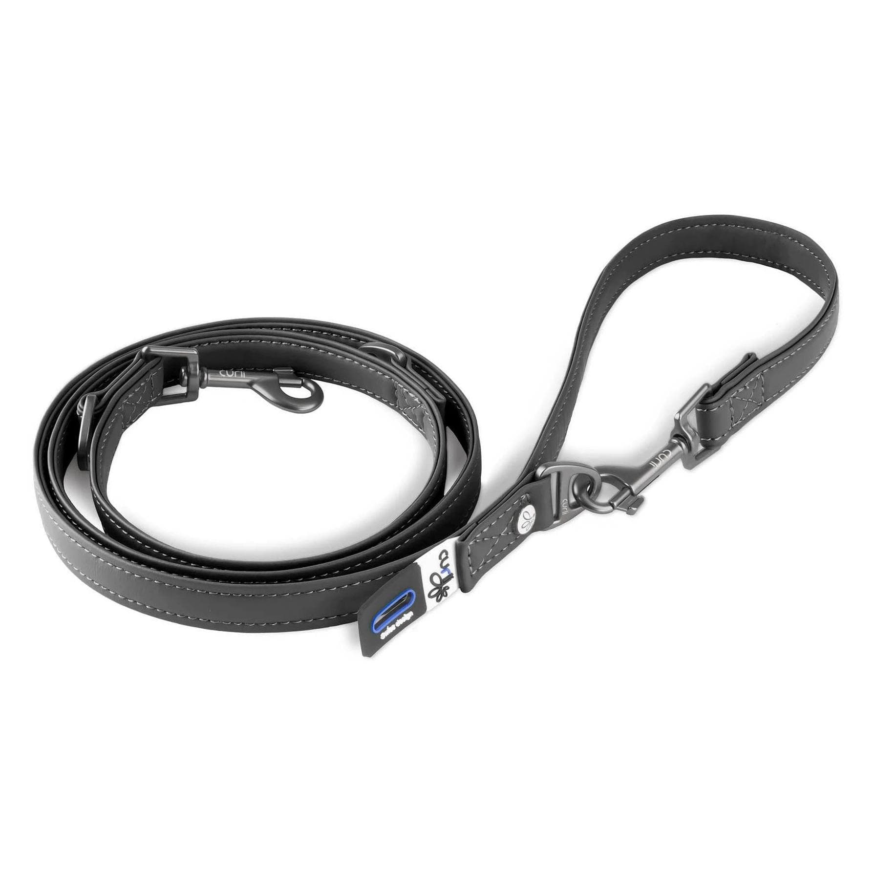 Curli Laisse de chien en cuir de pomme, S, 2 m, noir (S, Chien, Général), Collier + laisse