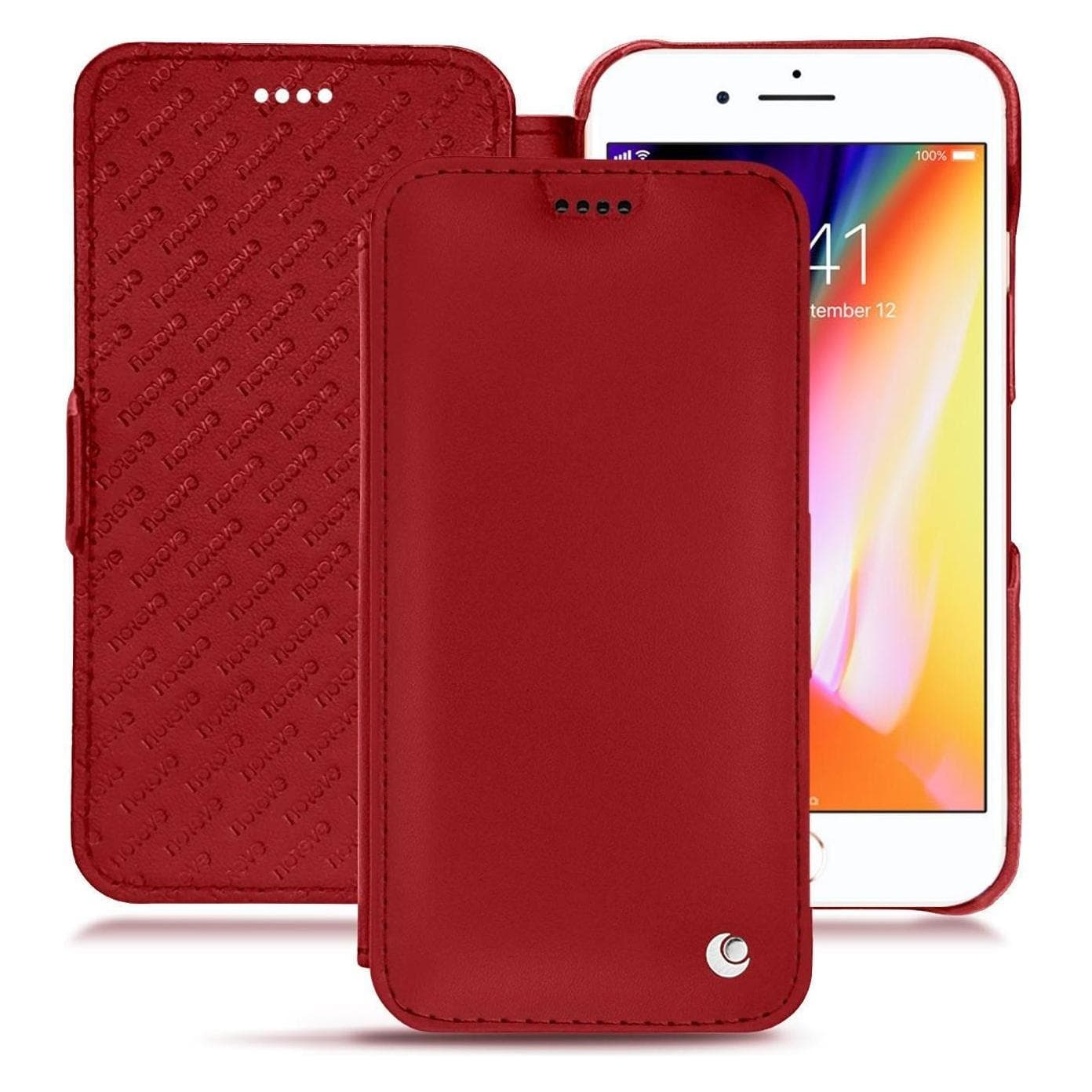 Noreve Housse cuir horizontal (Apple iPhone 8 Plus), Coque pour téléphone portable, Rouge