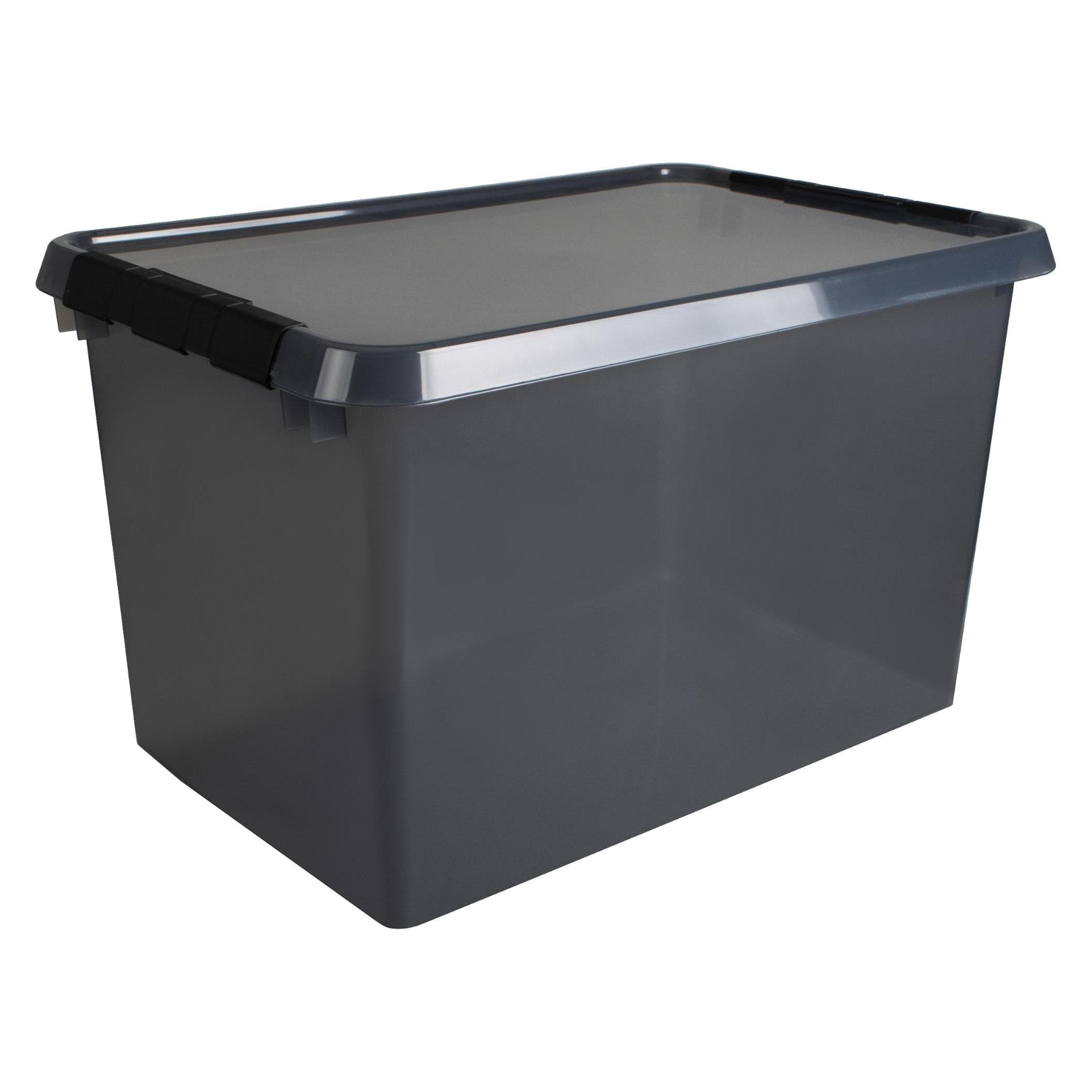 Helit, Boîte de rangement, Aufbewahrungsbox Comfort-line, 62L, grau-transparent (62 l, 34 x 40 x 34 cm)