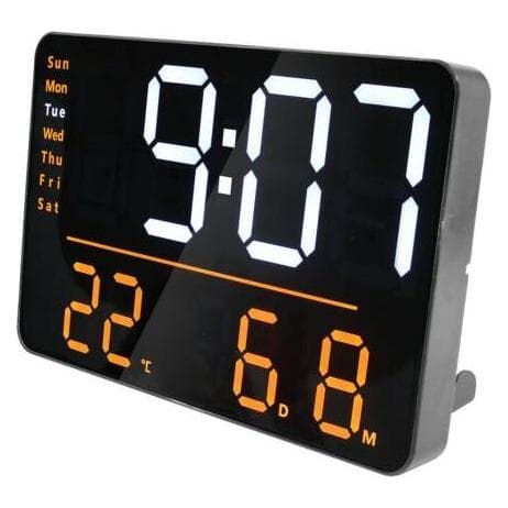 Unilux, Réveil, Multifunktionale digitale LED-Wanduhr NUMI, schwarz mit Fernbedienung, 10-stufige Lichtintensität