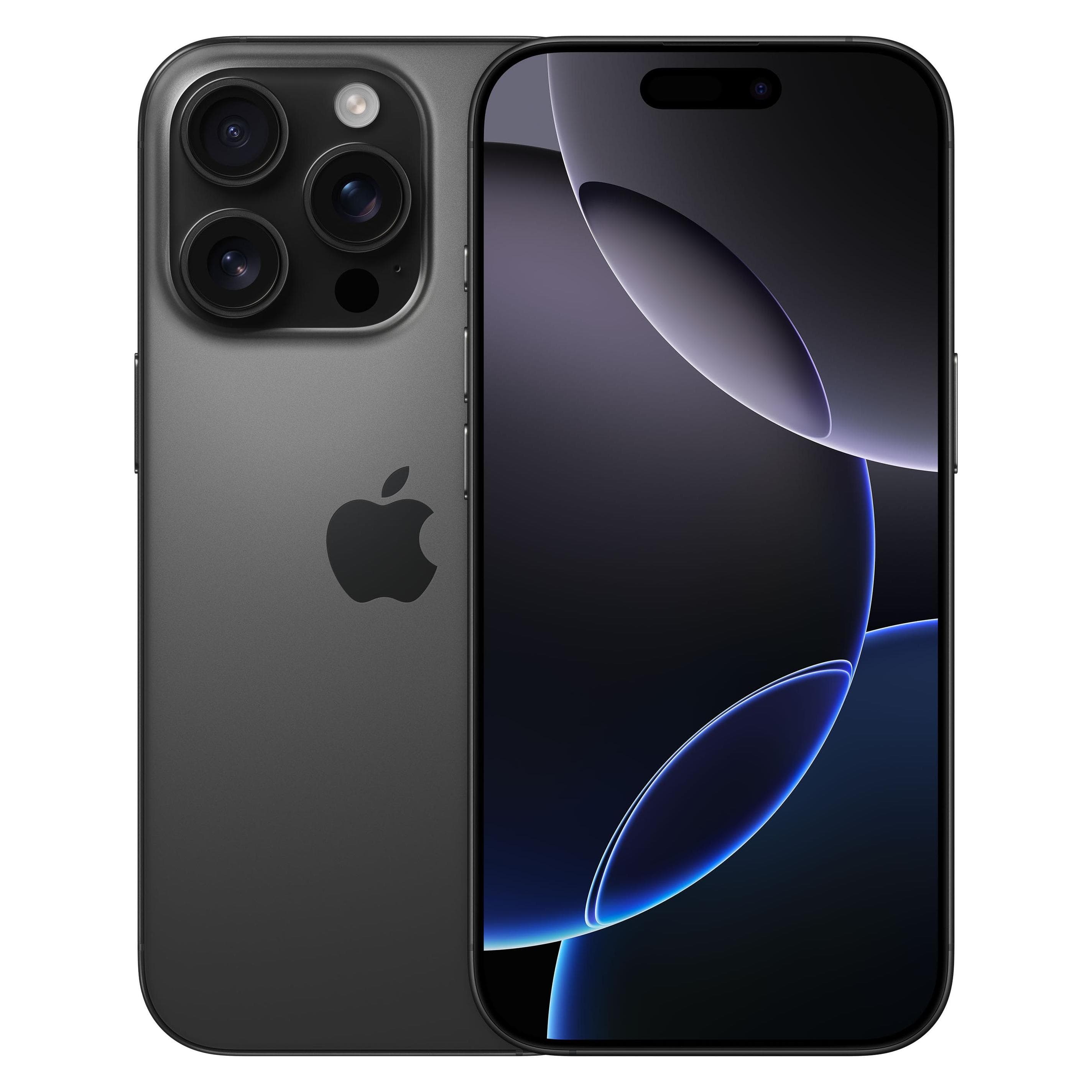 Apple iPhone 16 Pro (128 Go, Titane noir, 6.30", SIM + eSIM, 5G), Téléphone portable, Noir