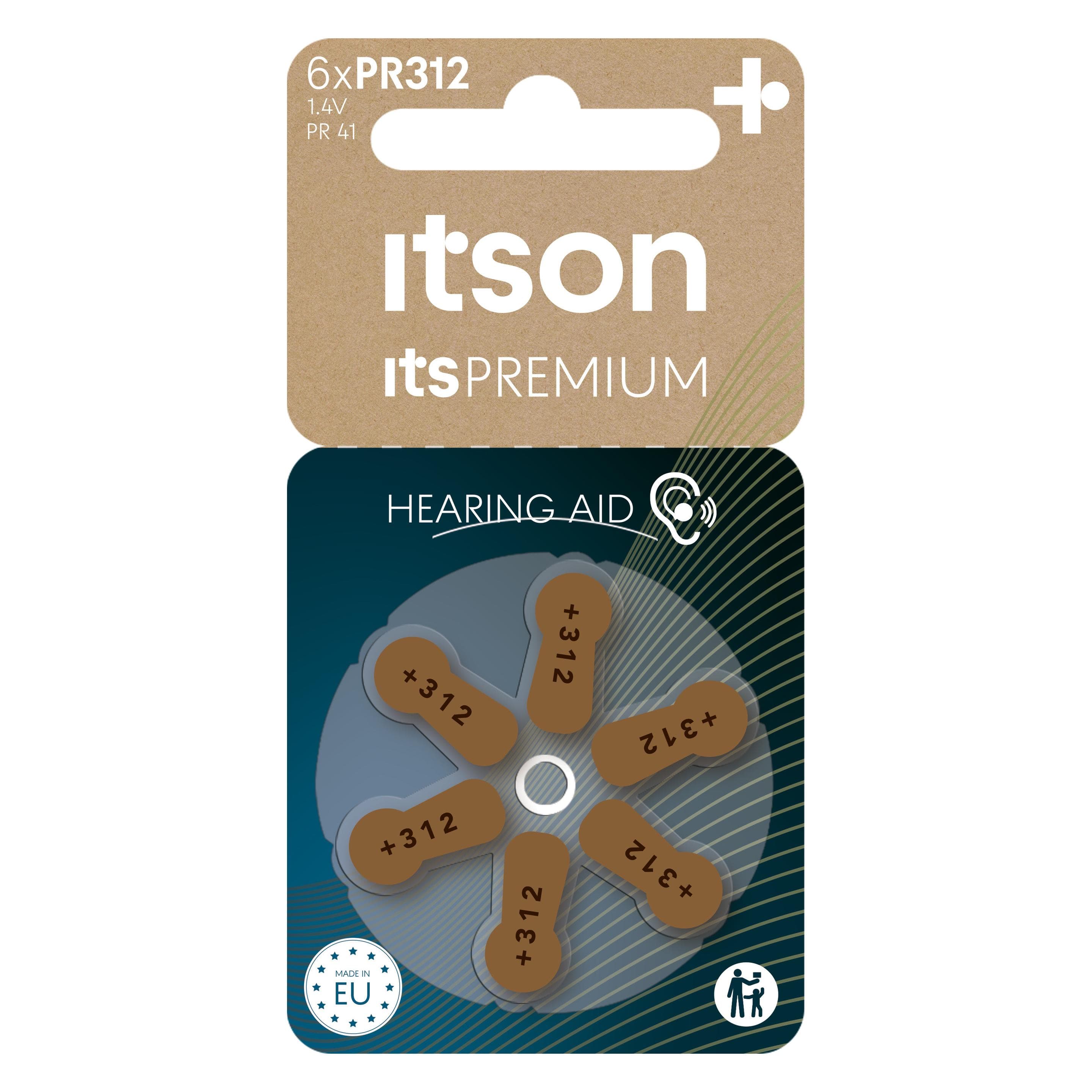Itson Zinc-Air 6x PR312 (PR41) (6 pcs, A312), Batteries + piles