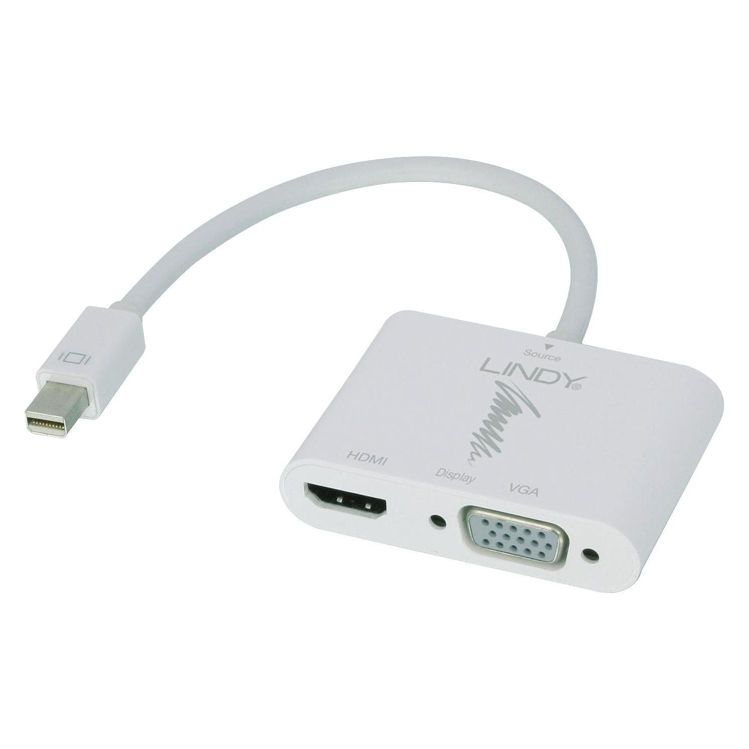 Lindy Mini-DisplayPort 1.2 à (HDMI, VGA, 10 cm), Adaptateur données + vidéo, Blanc