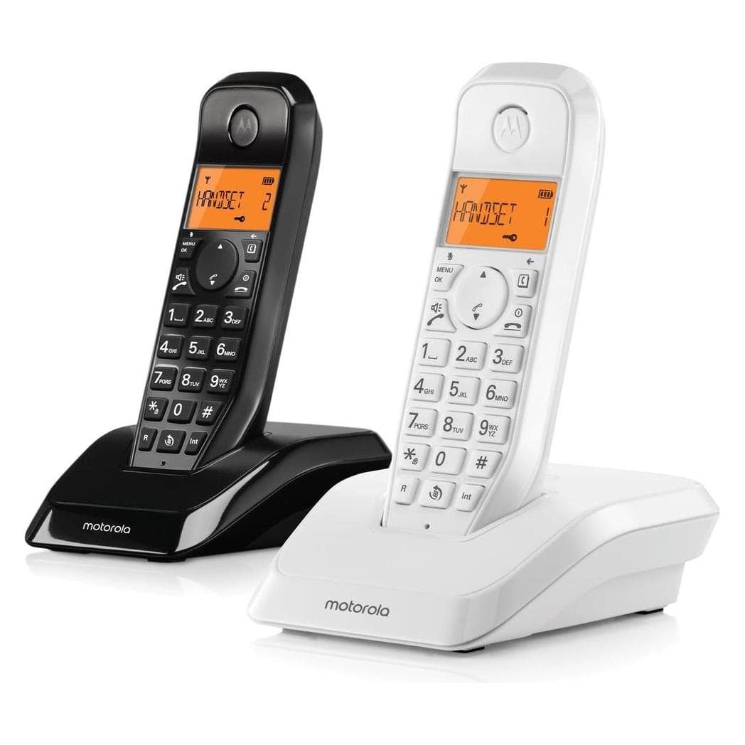 Motorola Dect Téléphone Numérique Sans Fil S1202 Duo, Téléphone, Noir, Blanc