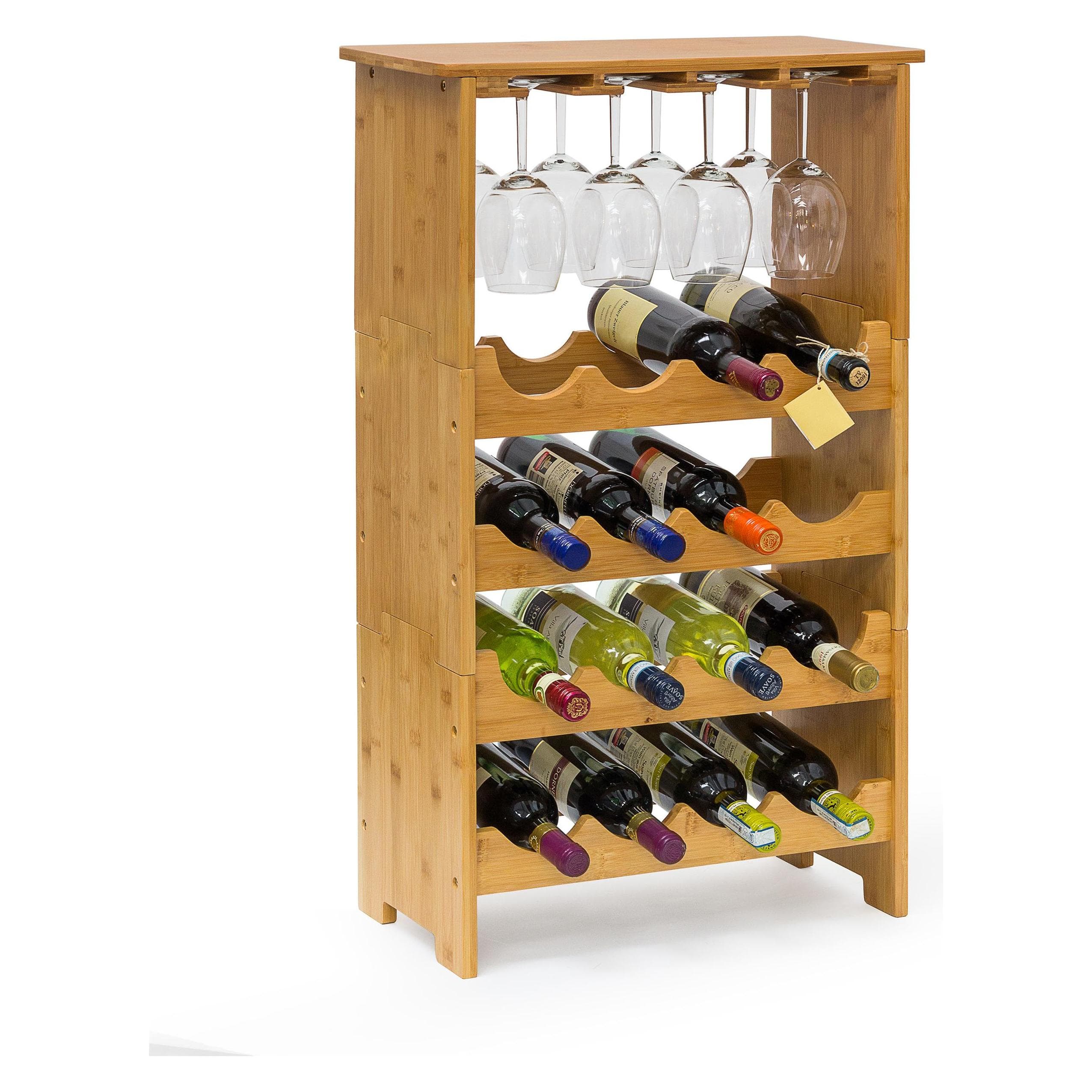 Relaxdays, Étagère à vin, Bambou (16 bouteilles, 24 x 50 x 84 cm)