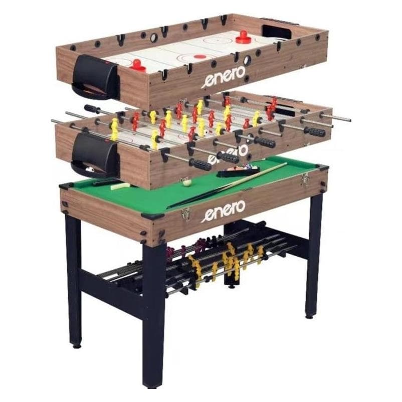 Enero STÓŁ DO GRY 3W1 WOODEN PIŁKARZYKI BILARD CYMBERGAJ 121x61x81CM