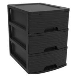 EDA, Archivage + classement, Schubladenbox STONE, DIN A4, 3 Schübe, PP, schwarz Schübe mit Griffmulde und Auszugssperre, Boxen s (A4)
