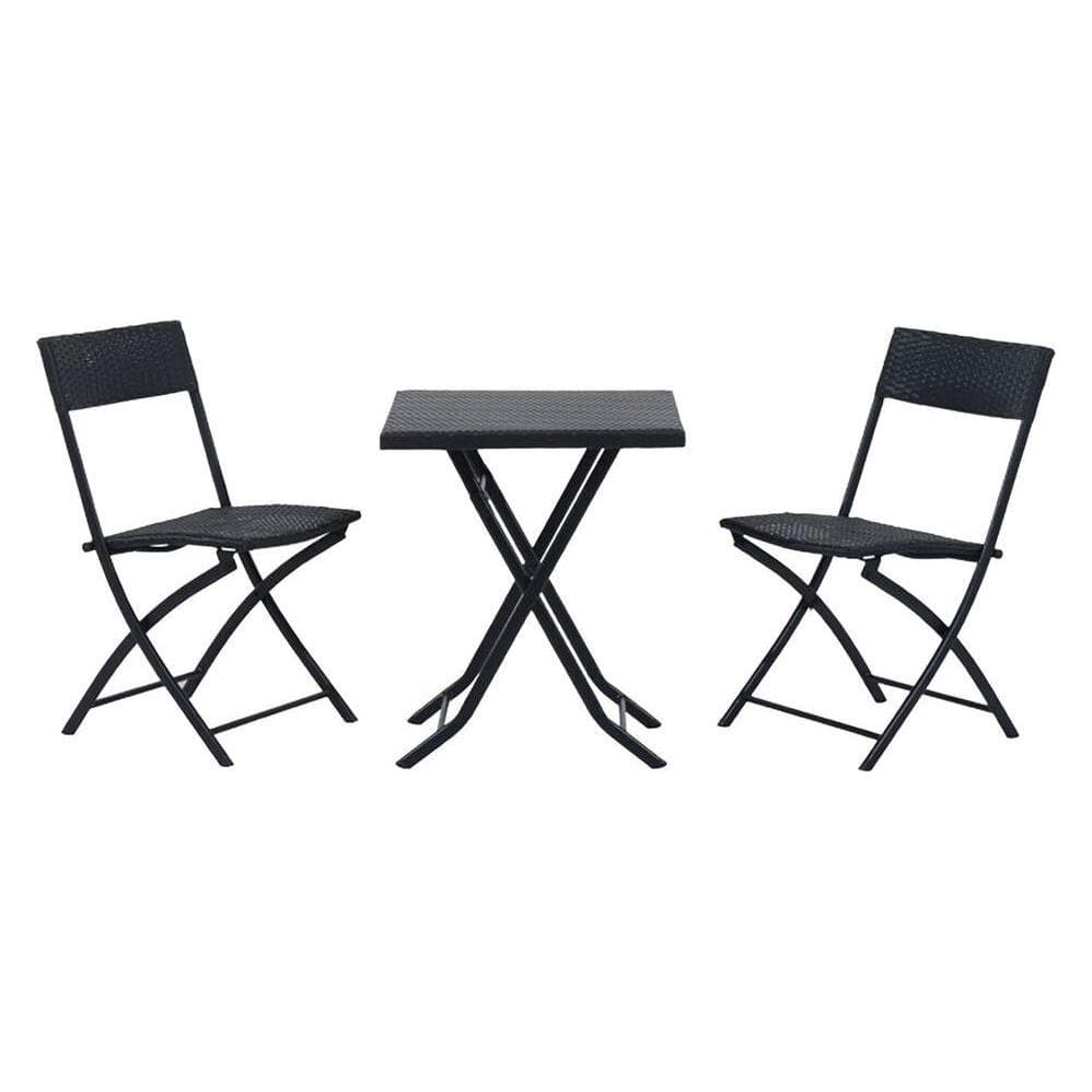 Extralink, Table de jardin + table de balcon, Black Forest Kleines Gartenmöbel-Set Zwei Stühle + Tisch Schwarz L-0201p