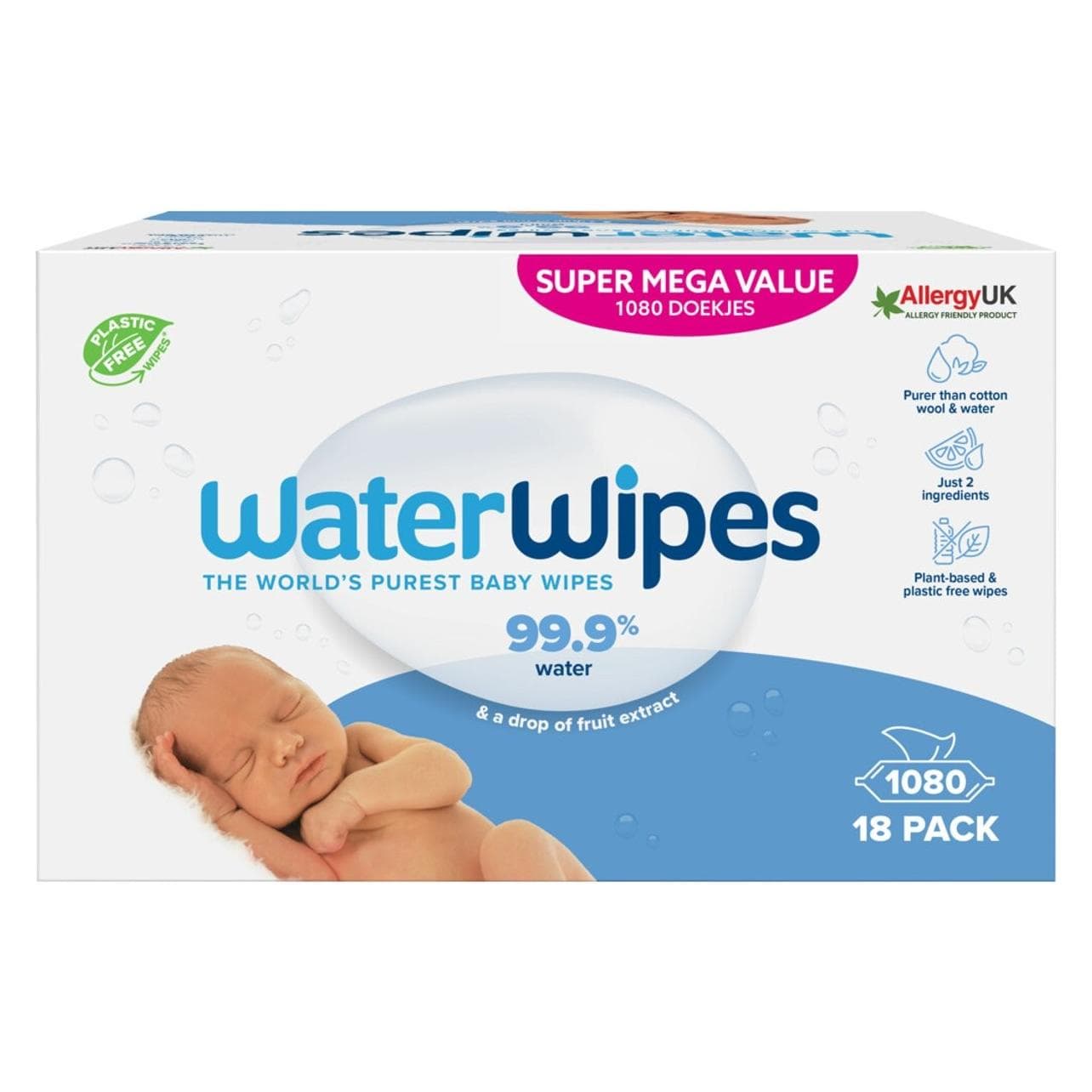 WaterWipes Lingettes humides pour bébés (18 x 60 pcs)