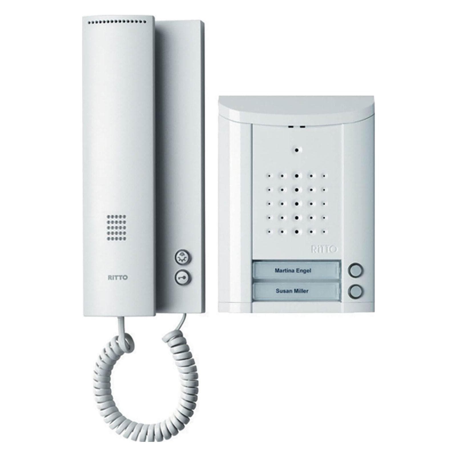 Schneider Electric, Sonnette + interphone, Kit d'interphone-portier 2 familles blanc (Filaire)