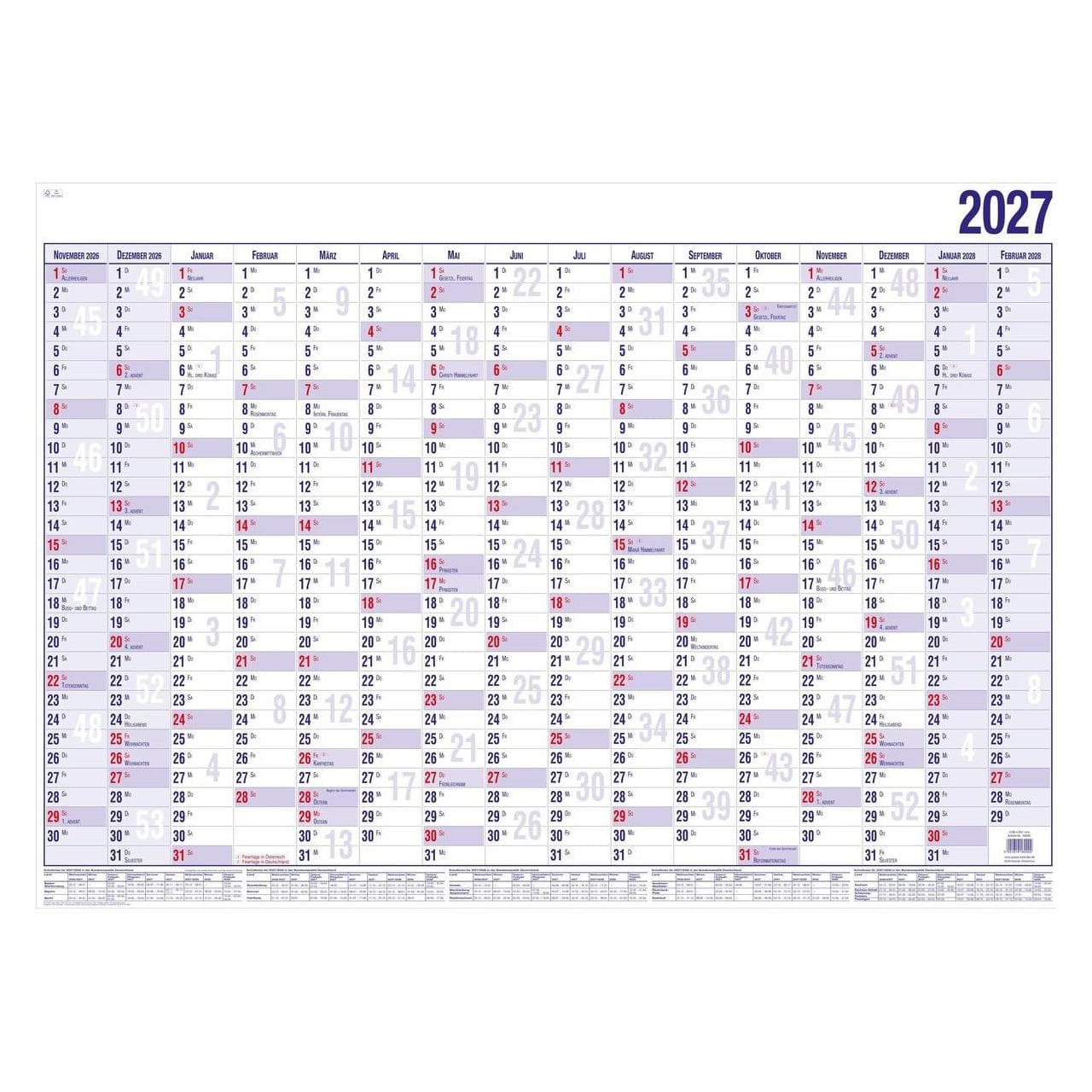 Güss, Calendrier + agenda, Calendrier mural A4 30x20cm 16M 1S (A4)