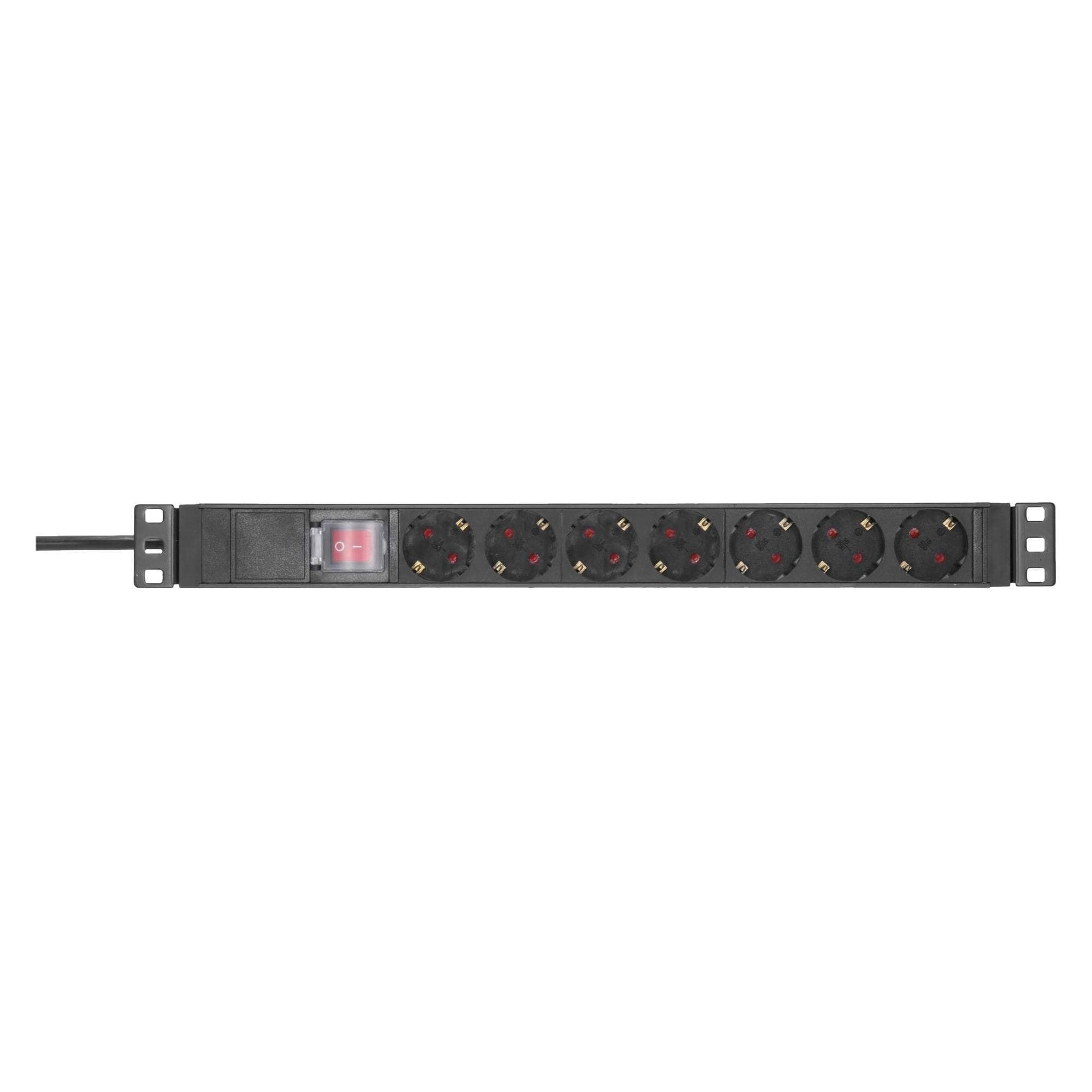 Adam Hall, Multiprise, 87471 X7 - 2 m - Intérieur - Type EF (CEE 7/7) - Coudé - 1,5 mm² - Aluminium (7x, CEE 7/3, CEE 7/4, 2 m)