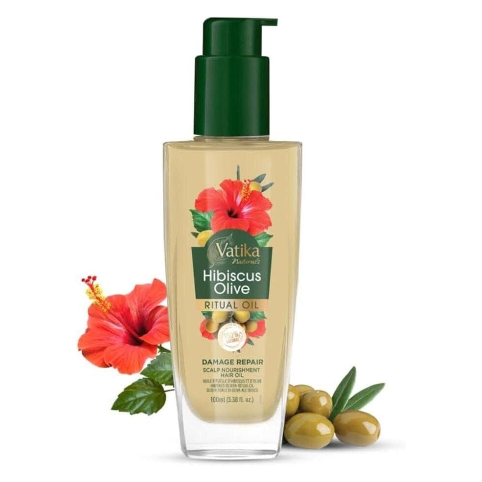 Dabur, Huile + sérum pour cheveux, Vatika Naturals Ritual Hibiscus Olive Hair Oil 100ml Non-Sticky Oil for Hair (100 ml)