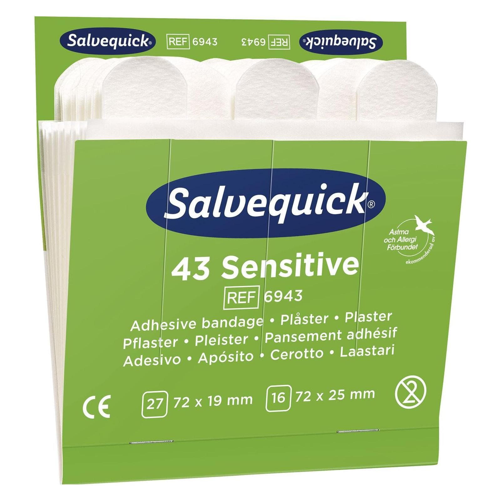Söhngen, Pansements, Réapprovisionnement pour SALVEQUICK, 6 lots de sparadraps en non-tissé, 43 (6x)