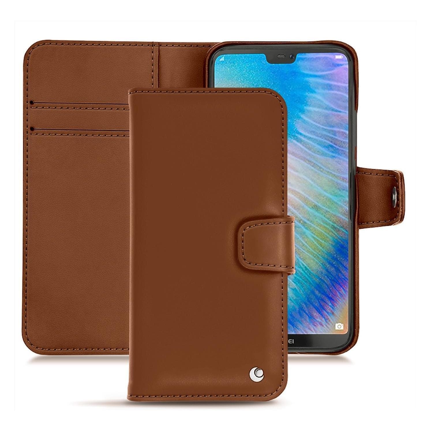 Noreve Housse cuir portefeuille (Huawei P20 Lite), Coque pour téléphone portable, Marron