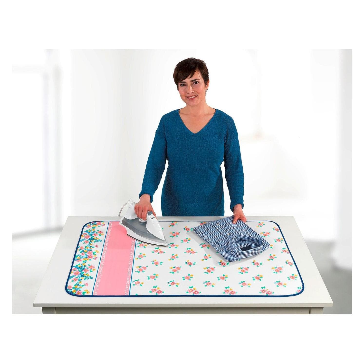 Wenko Blitzbügler-Bügeldecke Mod. Blütenpracht 100 x 65 cm, Planche à repasser, Multicolore