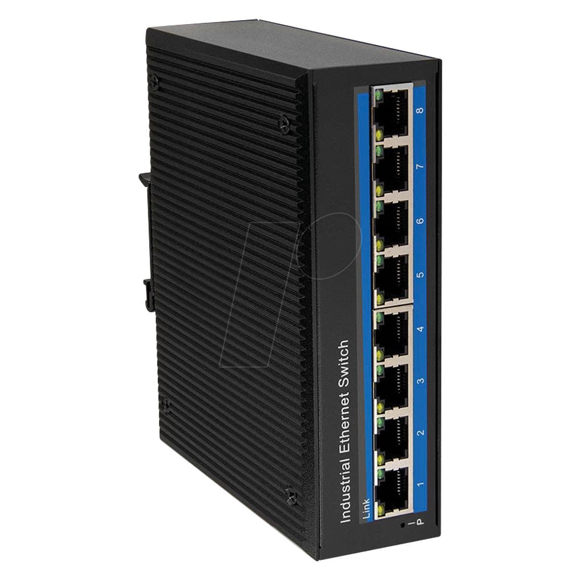 LogiLink NS203 Commutateur Gigabit Ethernet industriel 8 ports 10/100/1000 Mbps montage sur rail DIN (8 ports), Switch réseau, Noir