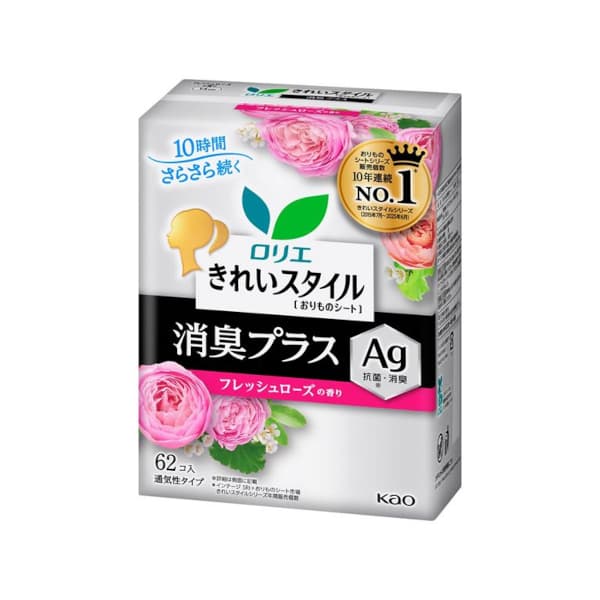 Kao - Laurier Kirei Style Panty Liner Deodorant Plus - 62pièces - Fresh Rose Scent
