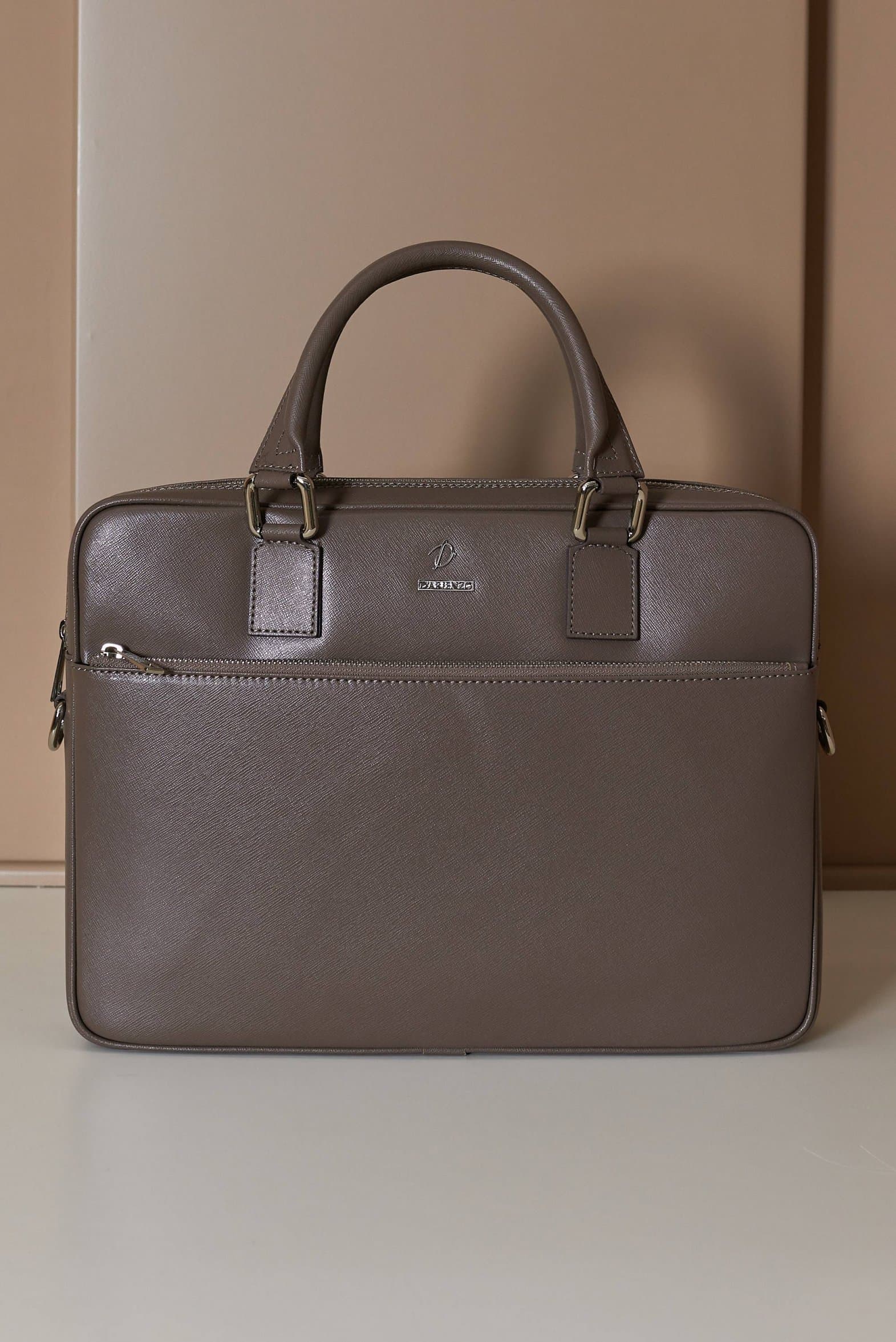 Cartable 24 heures Cuir Taupe serviette d'ordinateur poche zippée D'Arienzo, Taille Unique, Couleur Taupe