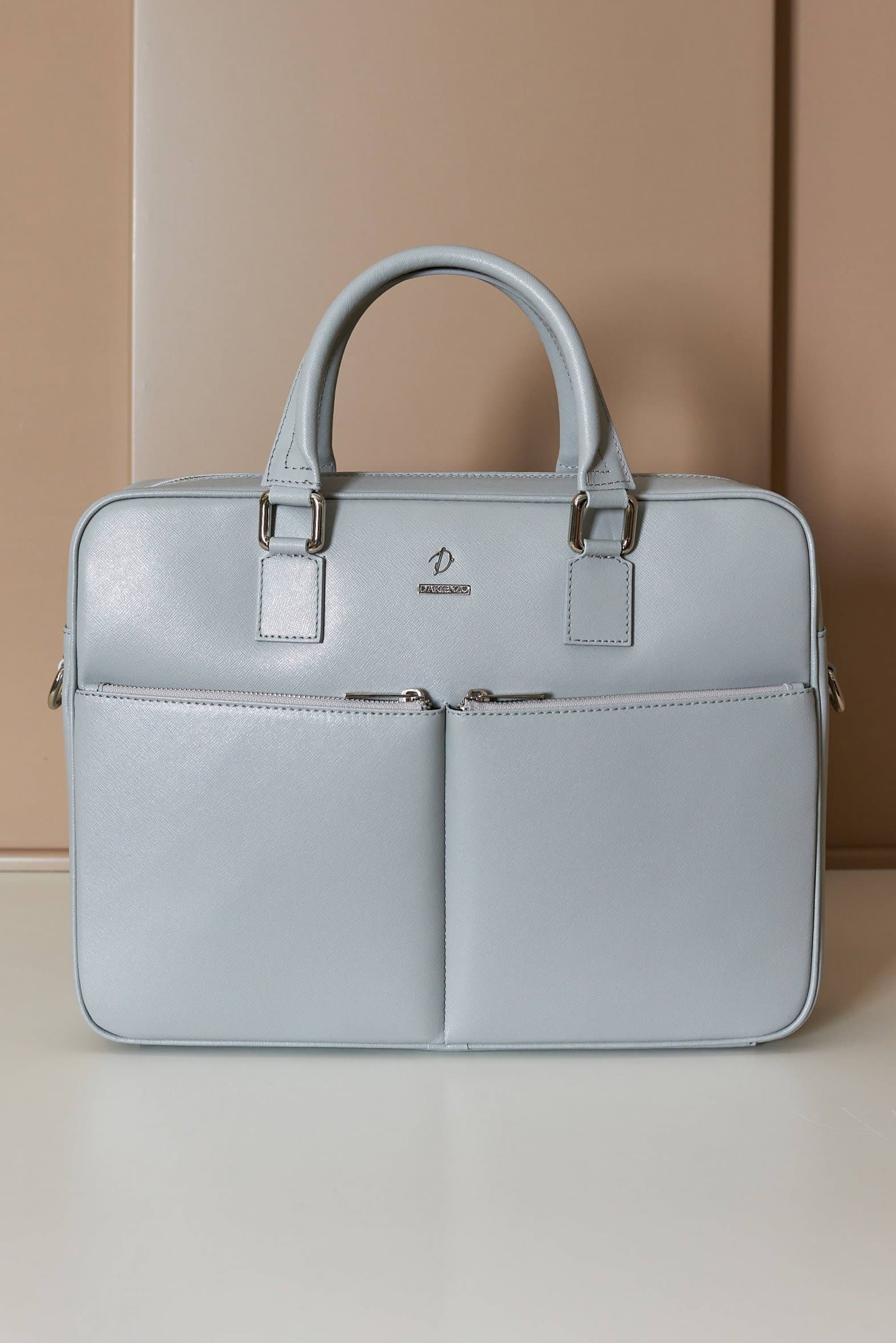 Cartable 24 heures en Cuir Gris serviette ordinateur double poche D'Arienzo, Taille Unique, Couleur Gris
