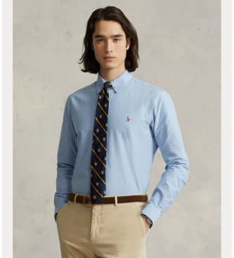 Polo Ralph Lauren pour homme. 710792041002 Chemise Oxford bleue sur mesure (L), Casuel, Coton, Manche longue