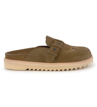 Zadig & Voltaire pour fille. X60604 Sabots en daim gris-brun (39), Marron, Plat, Cuir, Aucun, Casuel, mode enfantine