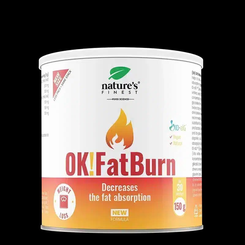 Nature's Finest OK!FatBurn | ID-alG extrait d’algue pour utilisation des glucides et lipides | L‑carnitine, L‑tyrosine + vitamine C pour